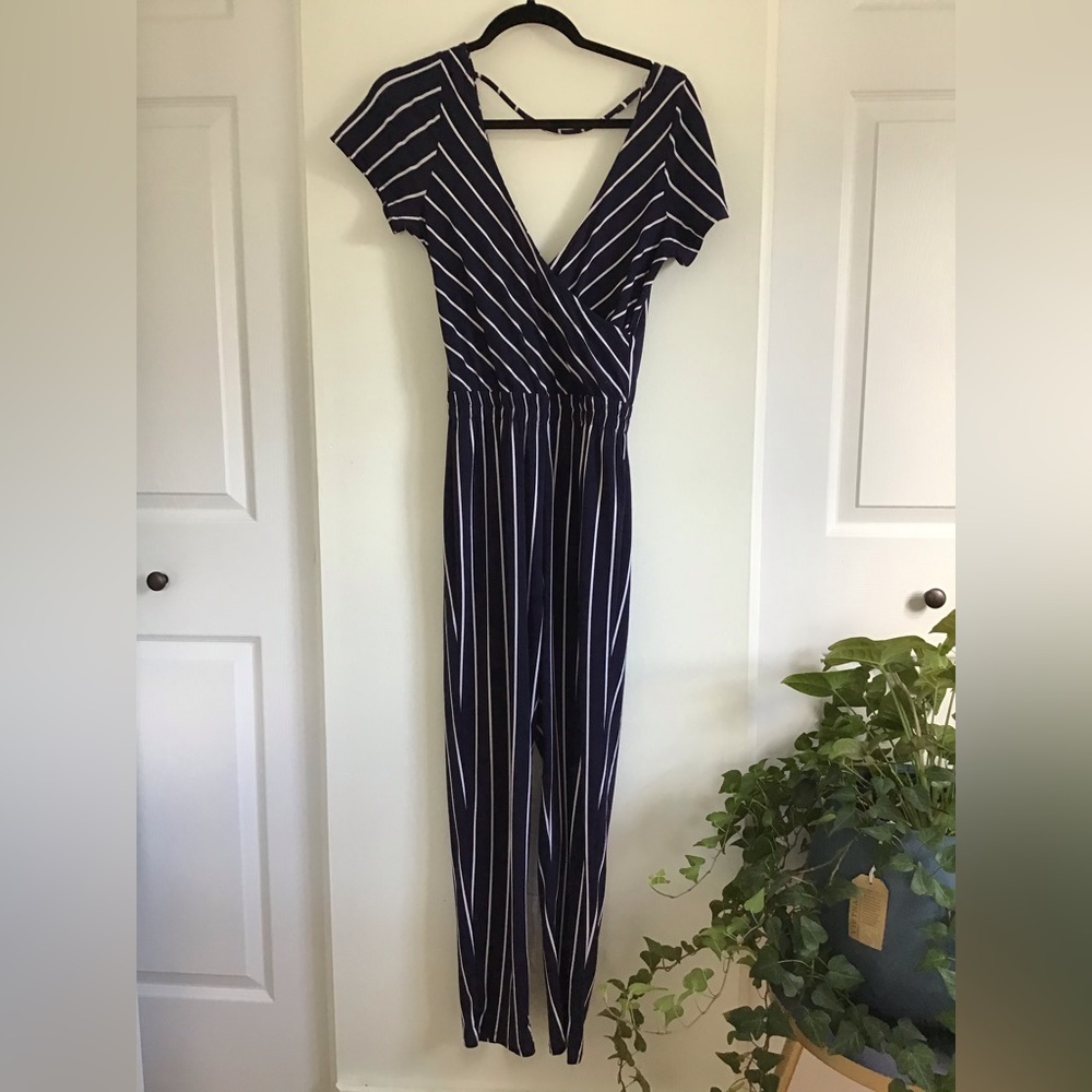 Express navy and white striped jumpsuit - office wear - XS